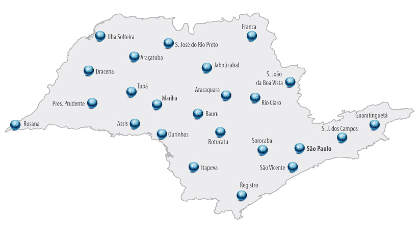 Presente em 24 cidades do Estado de São Paulo